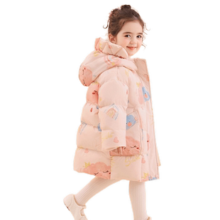 康博女童羽绒服可爱新款儿童中长款加厚保暖宝宝小童保暖外出冬装