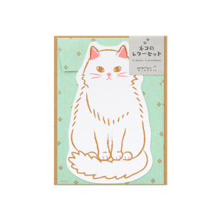 日本制新款midori可爱动物信纸信封套装小清新猫咪企鹅信笺稿纸