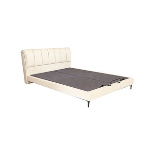 造作风琴床奶油风皮艺现代简约主卧软包头层牛皮双人床高端大气