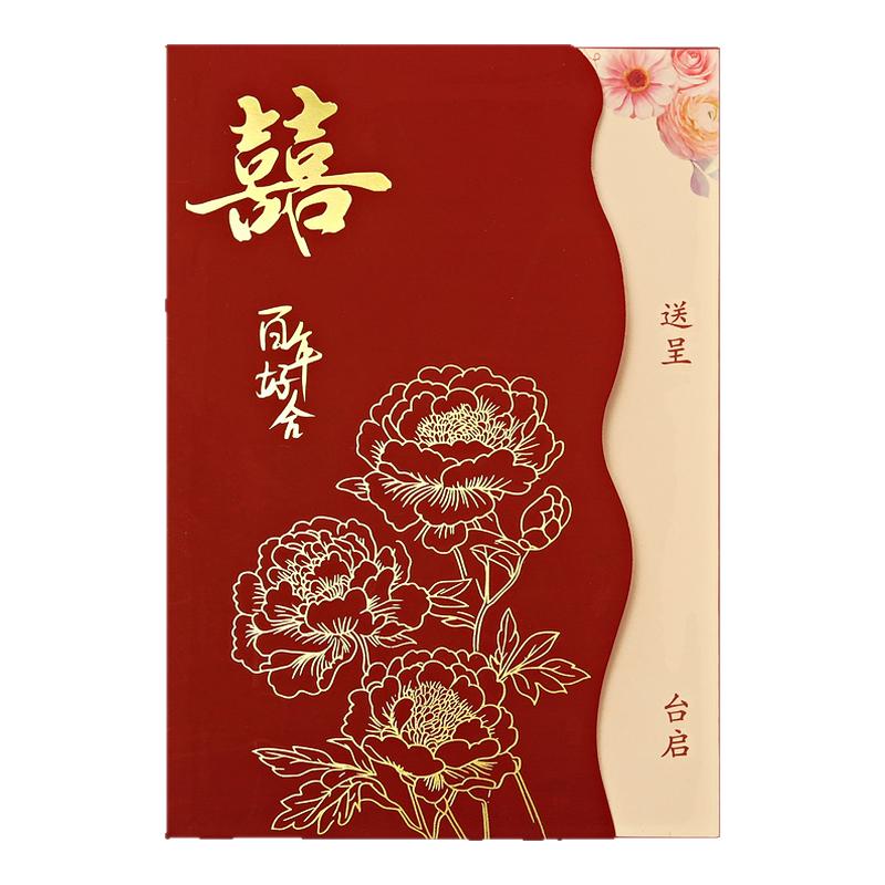 2026新款酒红烫金婚礼请柬
