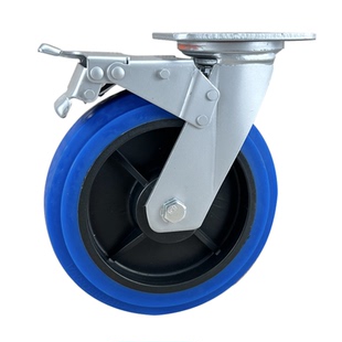 静音脚轮3寸4寸5寸耐磨橡胶轮定向轮万向轮刹车轮丝杆脚轮蓝弹轮