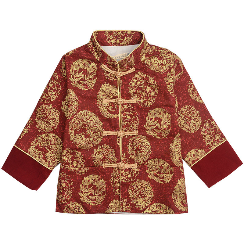 红色古装拜年服唐装男童
