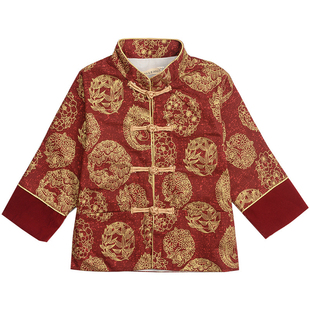 秋冬装汉服男童中国风儿童古装拜年服红色礼服周岁宝宝衣服唐装