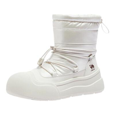 骆驼时尚纯色中筒时尚雪地靴