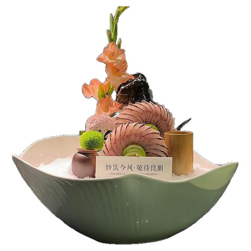 高颜值创意日式石纹鱼盘