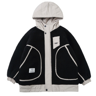 儿童装男童冬装外套2025新款洋气中大童加棉加厚羊羔绒秋冬款上衣