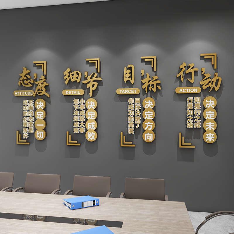 公司墙面装饰励志标语贴设计氛围布置办公室团队会议企业文化背景