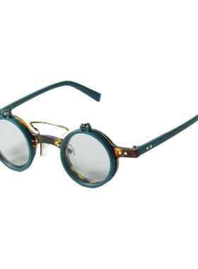 翻盖小圆形复古国风UV400潮墨镜