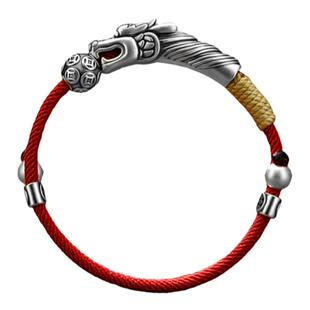 999纯银生肖龙手链属龙本命年红绳手串国风潮手饰男女情侣礼物