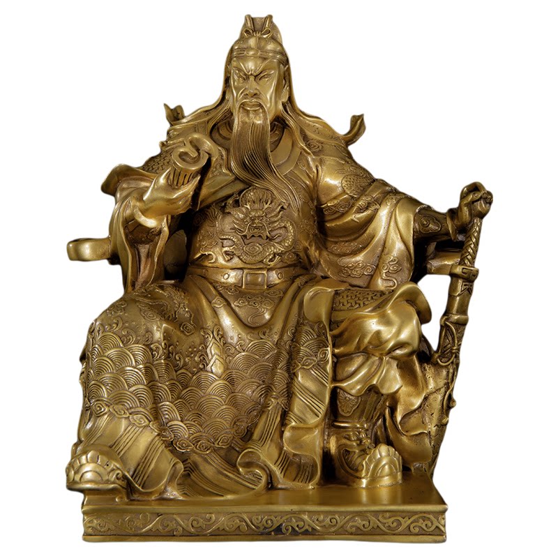 纯黄铜武财神看书关公开业工礼品