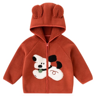 嘟嘟家儿童外套红色男童冬装女童大衣冬季新款拜年服加厚新年衣服