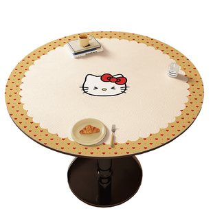 2026新款kitty圆形桌垫卡通防水防油免洗防烫圆桌布隔热茶几桌垫