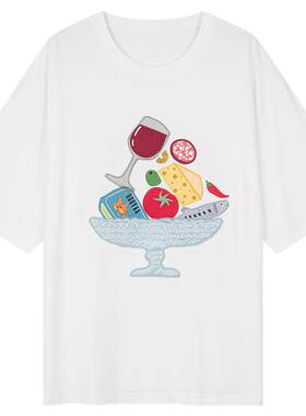 UOOYAA/乌丫美食餐盘贴布刺绣T恤