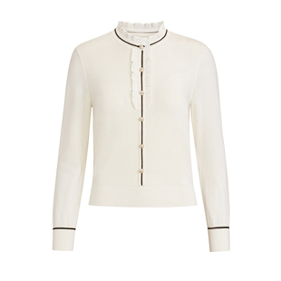 珂莱商场同款2025秋冬季白色百搭长袖羊毛针织衫上衣女 KZ03963E1