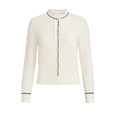 秋冬季白色百搭长袖羊毛针织衫女