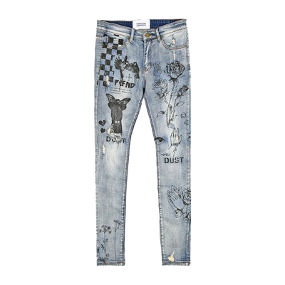 Profound刀割手绘修身牛仔裤