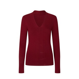 【鹦鹉梨】Ching's 复古V领显瘦长袖羊糕绒针织衫 修身打底上衣