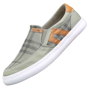 男鞋夏季透气薄款网面休闲板鞋一脚蹬网眼软底老北京爸爸鞋帆布鞋