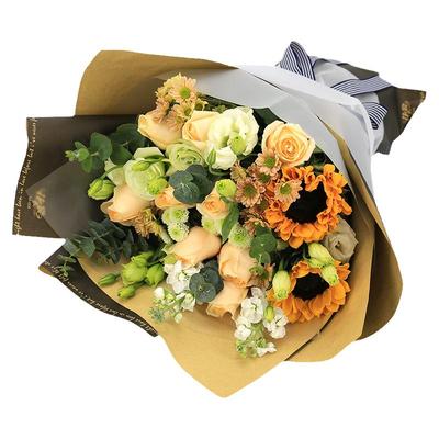 教师节香槟玫瑰花束向日葵花束