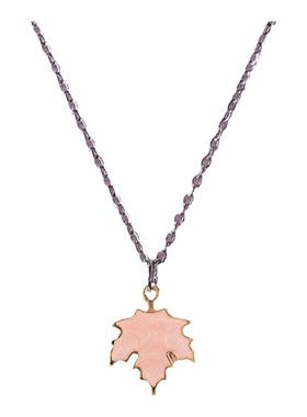 宇宙射线粉色枫叶情侣早春项链