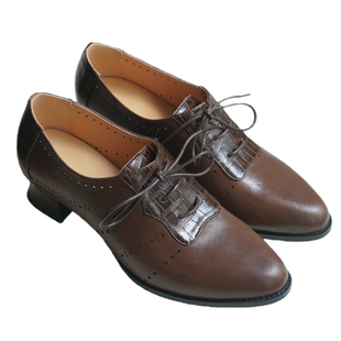 奈里复古英伦风系带女单鞋方头低跟粗跟鳄鱼纹舒适百搭通勤小皮鞋