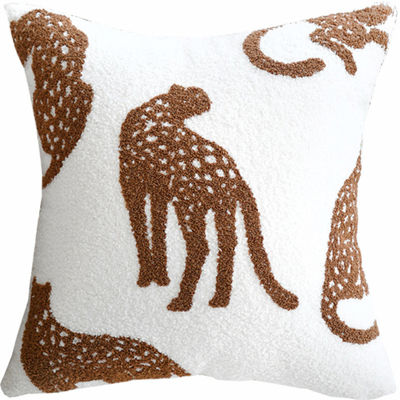 咖啡色猎豹刺绣客厅沙发抱枕靠垫