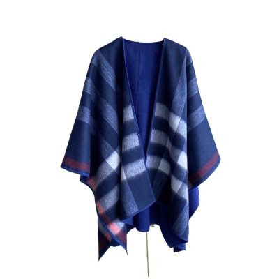 格子羊毛女保暖斗篷披肩外搭披风