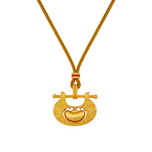 顺庆银楼足银999吊坠抚金珮吊坠女款复古镂空元宝套链送新年礼物