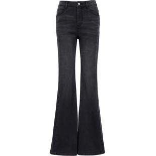 Vero Moda牛仔裤女2025秋冬新款含棉磨毛加绒微喇裤时尚简约百搭