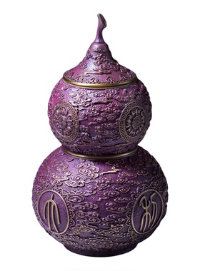 铜师傅紫气东来双层茶叶罐摆件