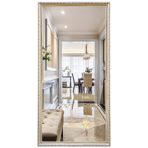 BOLEN欧式实木穿衣镜立体全身镜壁挂家用落地试衣镜服装店大镜子