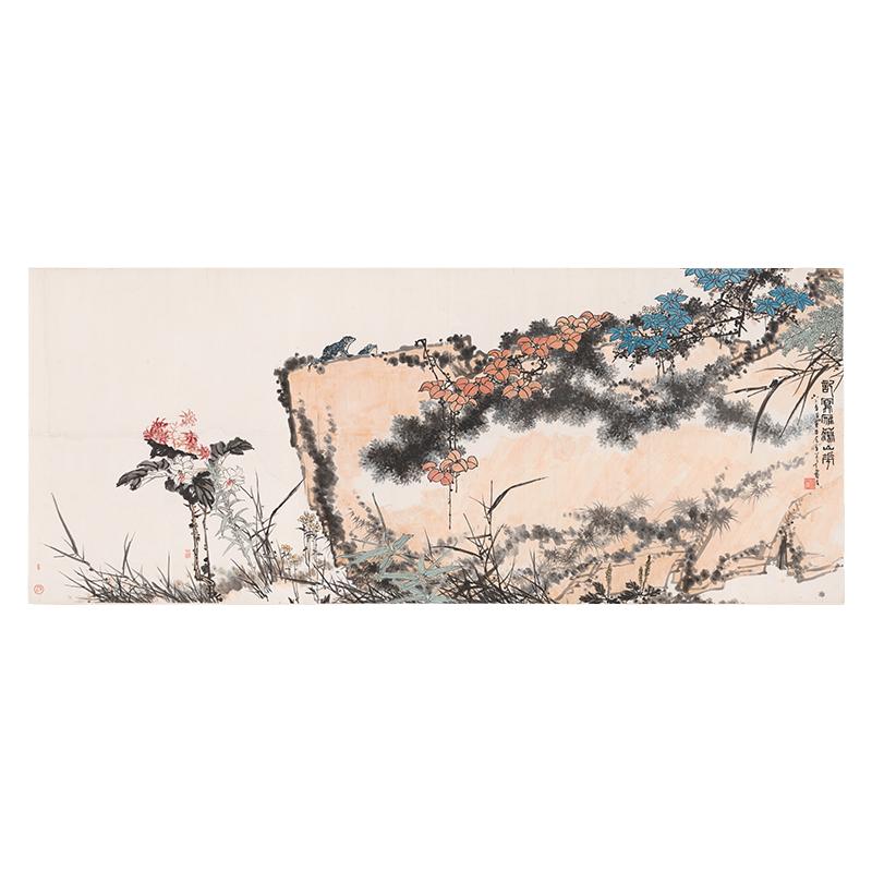 潘天寿记写雁荡山花国画水墨画写意画微喷复制画宣纸画芯装饰画