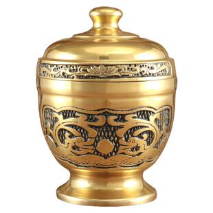 黄铜戒定真香套装家用纯铜香炉三件套佛前供佛香粉盅香薰炉供佛具