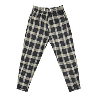 痞帅网红潮流格子秋冬男士韩版修身小脚休闲裤弹力百搭哈伦九分裤