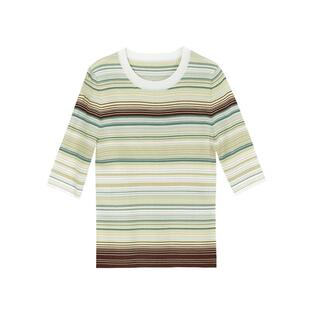 MEDECOO/墨蒂珂春季新款女装短袖针织衫修身圆领T恤MHC40319