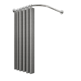 免打孔弧形杆U型L卫生间淋浴防水布浴帘淋雨隔断帘浴室拉干湿分离