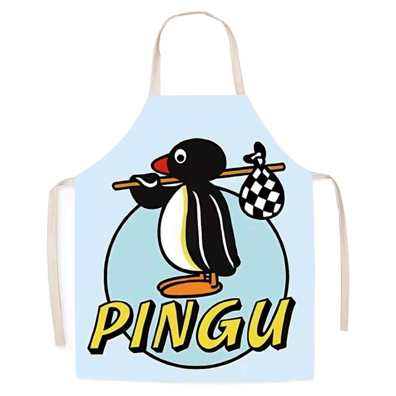 PINGU企鹅卡通动漫家用儿童成人罩衣防污围裙厨房围腰情侣围裙