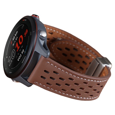 适用佳明255/255M/265M/970手表带Venu3/Venu2高驰pace3/pace4运动pacepro磁吸扣透气真皮腕带APEX4智能2Pro