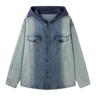 BJHG不计后果牛仔外套男款秋冬2025新款水洗做旧连帽衬衫休闲夹克