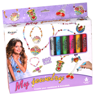 免烤胶画儿童手工diy制作新年礼物女孩涂色涂鸦水晶格胶画串珠画