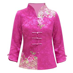 新款汉服唐装女夏装七分袖上衣中式改良旗袍时尚妈妈装女士唐装