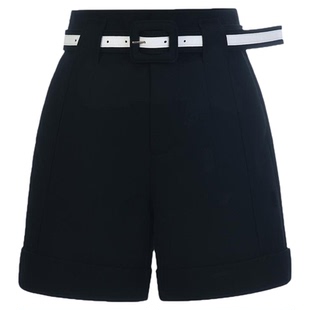 lefame拉飞姆2026早春新款时尚黑色百慕大羊毛中长短裤休闲裤