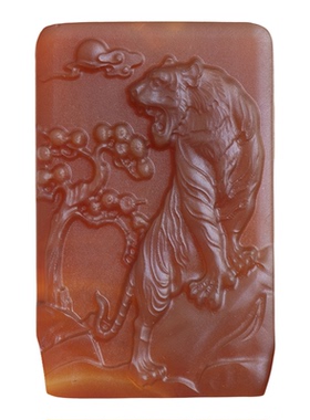 天然红玛瑙12生肖虎吊坠挂件