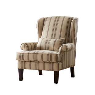 老虎椅美式轻奢单人沙发椅凳客厅书房家具法式休闲布艺复古风棉麻