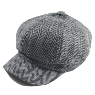 大码南瓜帽子男士秋冬天英伦格纹八角帽复古休闲大头围鸭舌帽毛呢