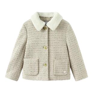 premium巴拉巴拉女童外套儿童小香风毛呢大衣复古短款冬新款童装