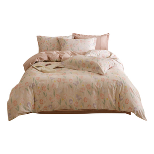 碎花全棉磨毛床上四件套2026新款轻奢纯棉床单床笠款被套四季通用