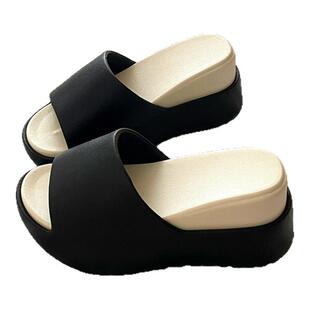 8cm显腿长~！增高撞色ins懒人外穿拖鞋女夏季厚底防滑沙滩凉拖鞋