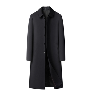 商务行政大衣男士中长款过膝翻领扣子正装风衣秋冬新款高端外套