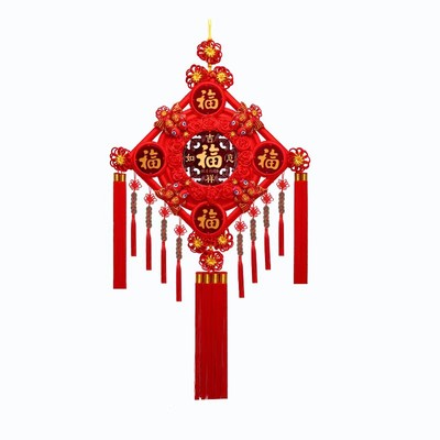 马年电视背景墙五帝铜钱中国结